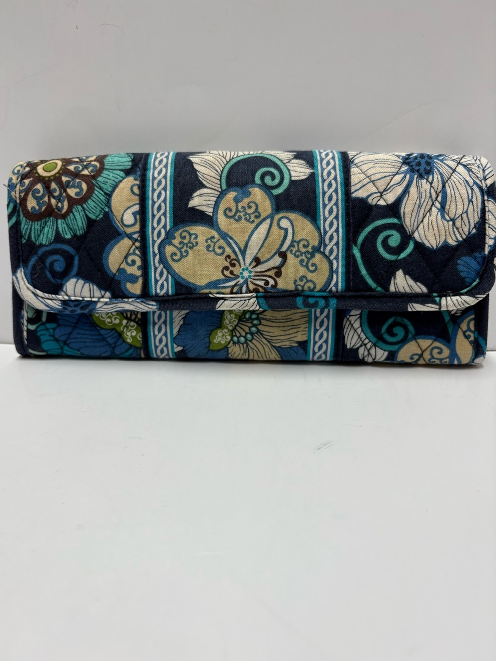 Vera Bradley Mod Floral Blue Tri-fold Long Wallet